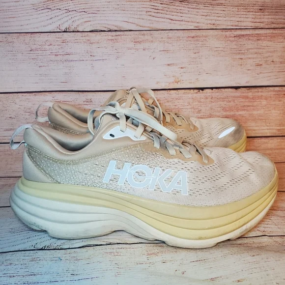 Hoka Womens 8B Bondie 8 Shifting Sand/Eggnog Athletic Running Shoes Sneakers - Picture 5 of 11